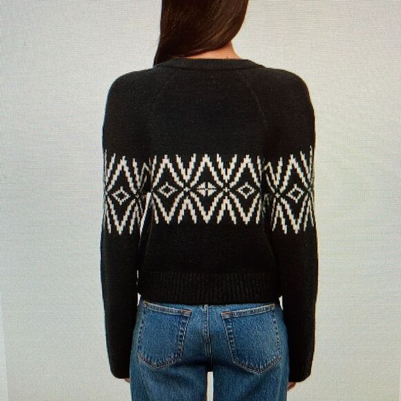 New! Abercrombie & Fitch A&F Fairisle Crew Cardigan Black White Size Large NWT - Picture 4 of 9